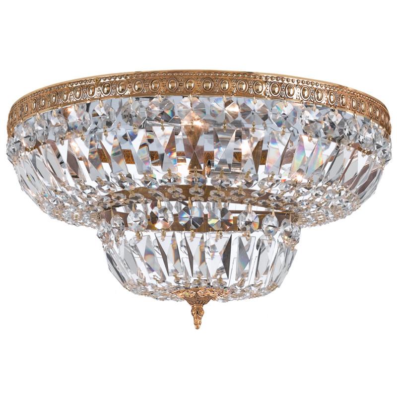 8 Light Olde Brass Traditional Ceiling Mount Draped In Clear Spectra Crystal - C193-730-OB-CL-SAQ