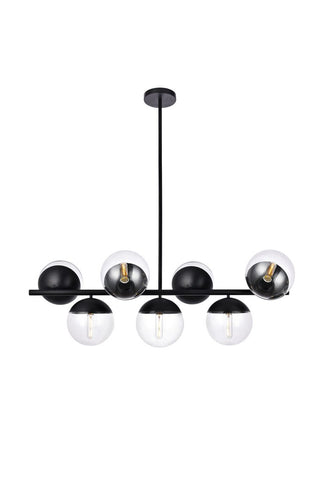 ZC121-LD6135BK - Living District: Eclipse 7 Lights Black Pendant With Clear Glass