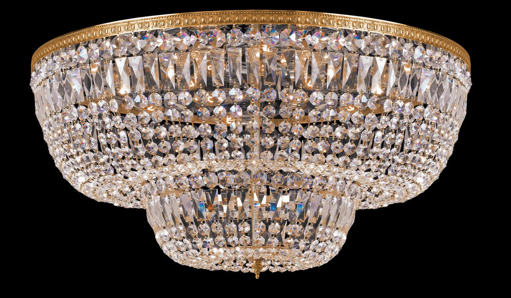 24 Light Olde Brass Traditional Ceiling Mount Draped In Clear Hand Cut Crystal - C193-748-OB-CL-MWP