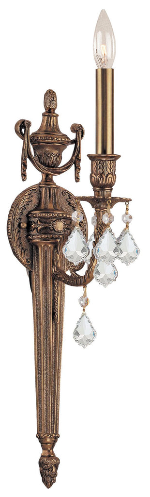 1 Light Matte Brass Traditional Sconce Draped In Clear Hand Cut Crystal - C193-751-MB-CL-MWP