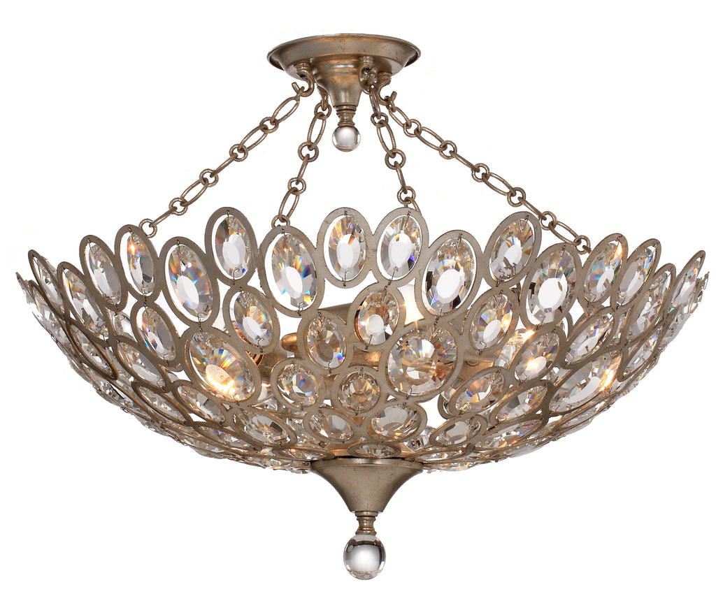5 Light Distressed Twilight Eclectic Ceiling Mount Draped In Hand Cut Crystal  - C193-7587-DT_CEILING