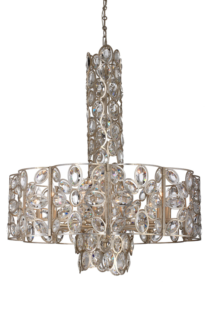 10 Light Distressed Twilight Eclectic Chandelier Draped In Hand Cut Crystal  - C193-7589-DT