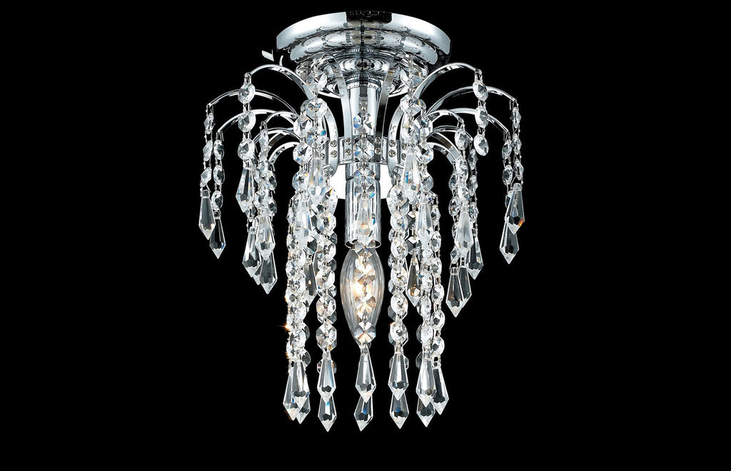 C121-6801F9C/EC - Regency Lighting: Falls 1 light Chrome Flush Mount Clear Elegant Cut Crystal