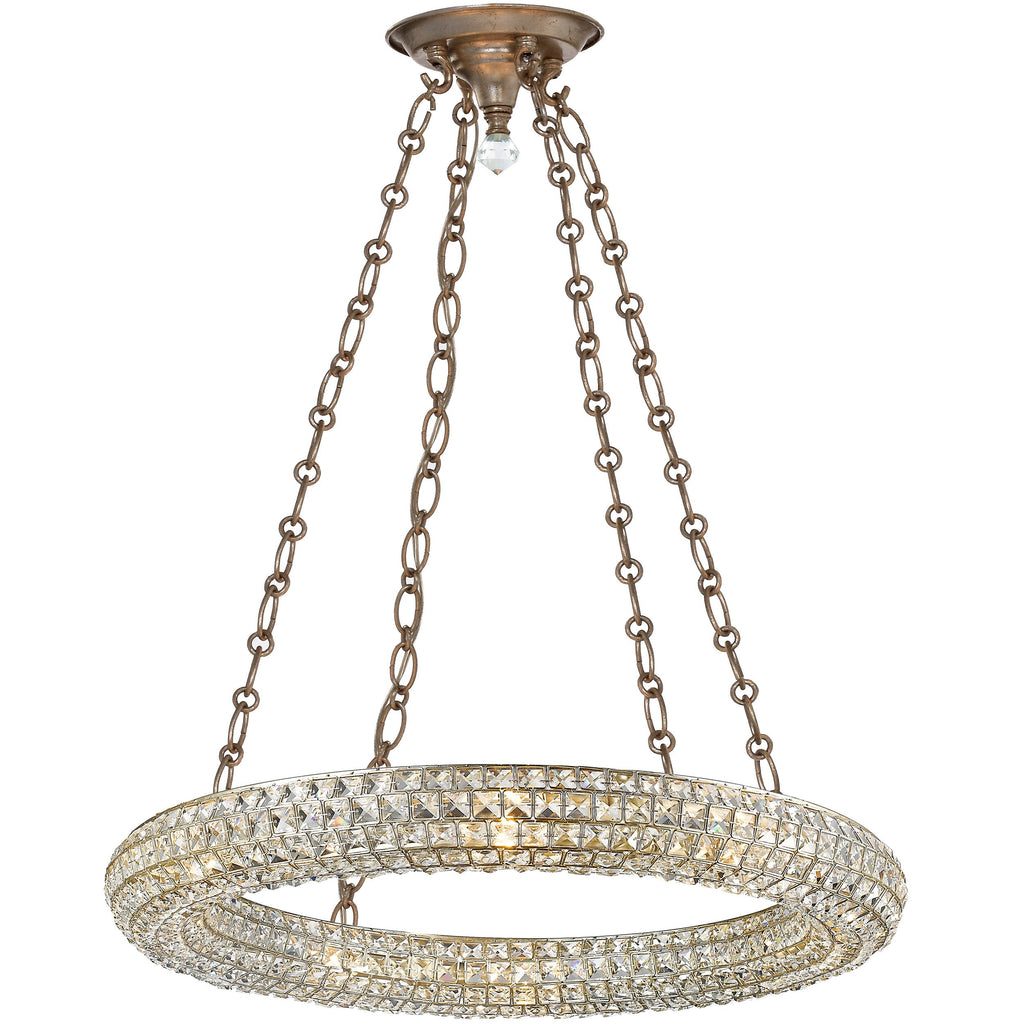 8 Light Distressed Twilight Glam  Crystal  Eclectic Chandelier Draped In Square Faceted Jewels Crystal - C193-7808-DT