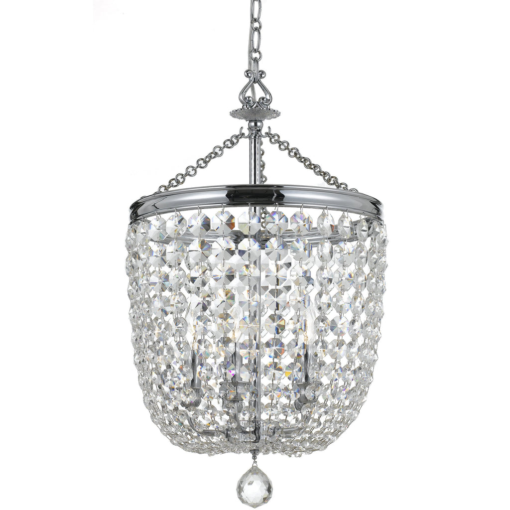 5 Light Polished Chrome Transitional  Traditional  Crystal Chandelier Draped In Clear Hand Cut Crystal - C193-785-CH-CL-MWP