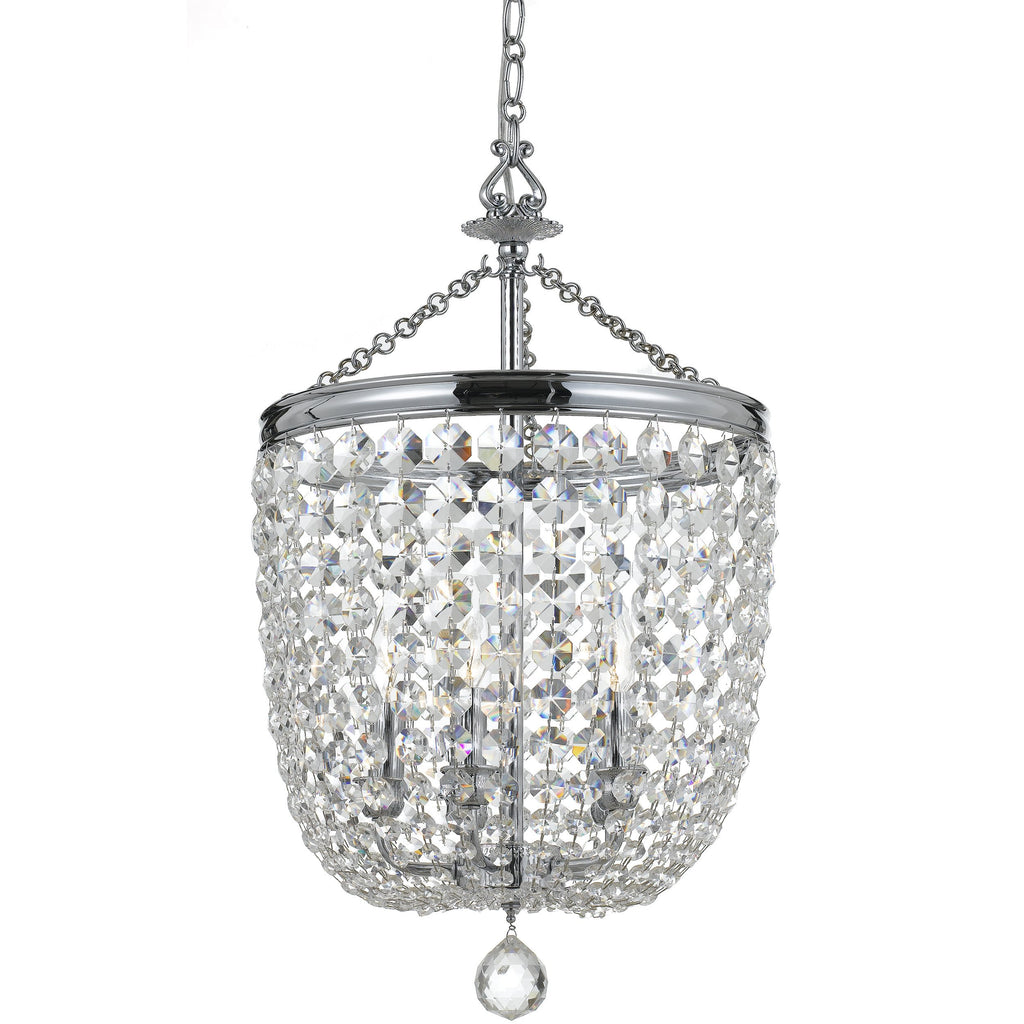 5 Light Polished Chrome Transitional  Traditional  Crystal Chandelier Draped In Clear Spectra Crystal - C193-785-CH-CL-SAQ