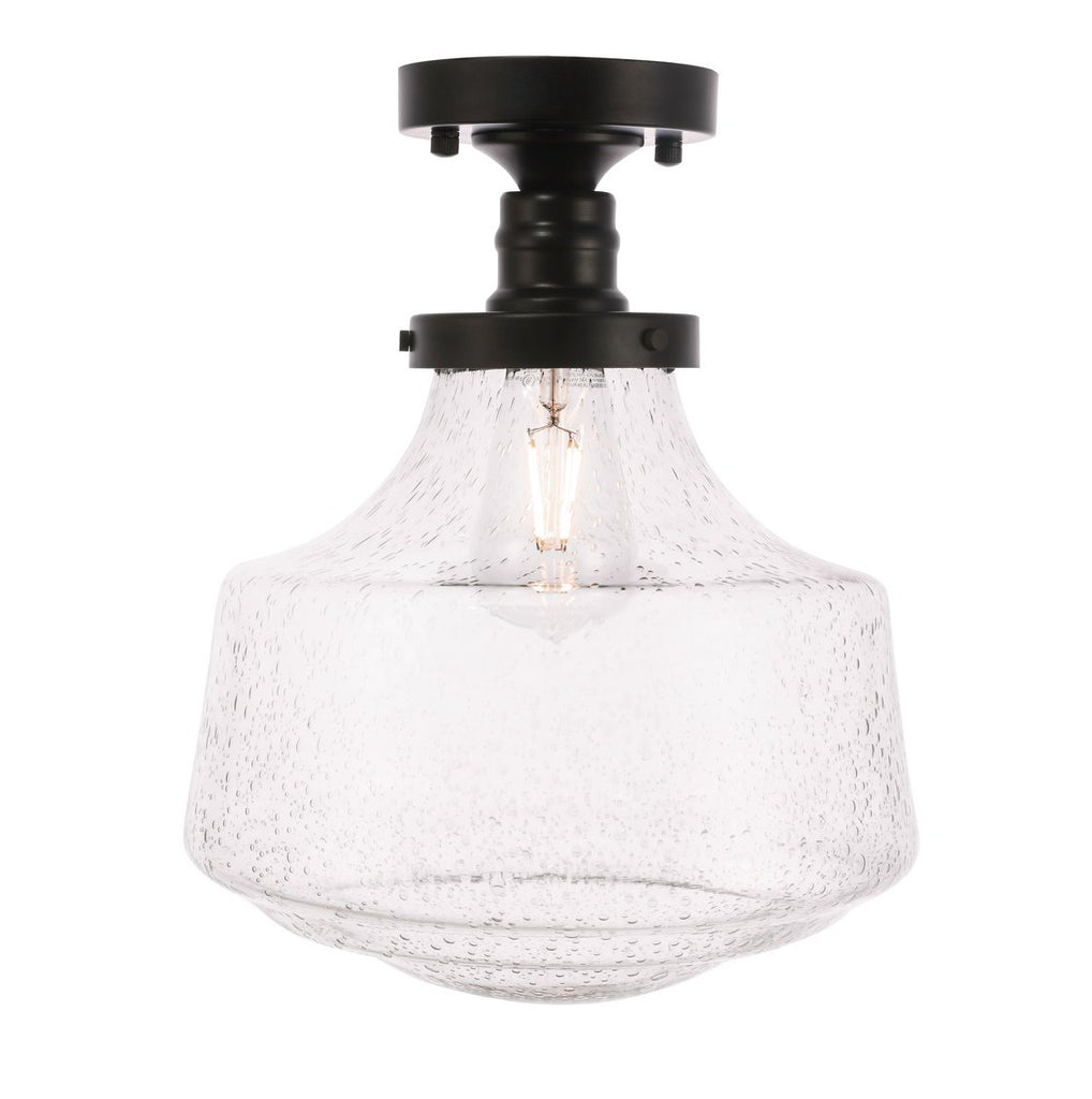 ZC121-LD6240BK - Living District: Lyle 1 light Black and Clear seeded glass Flush mount