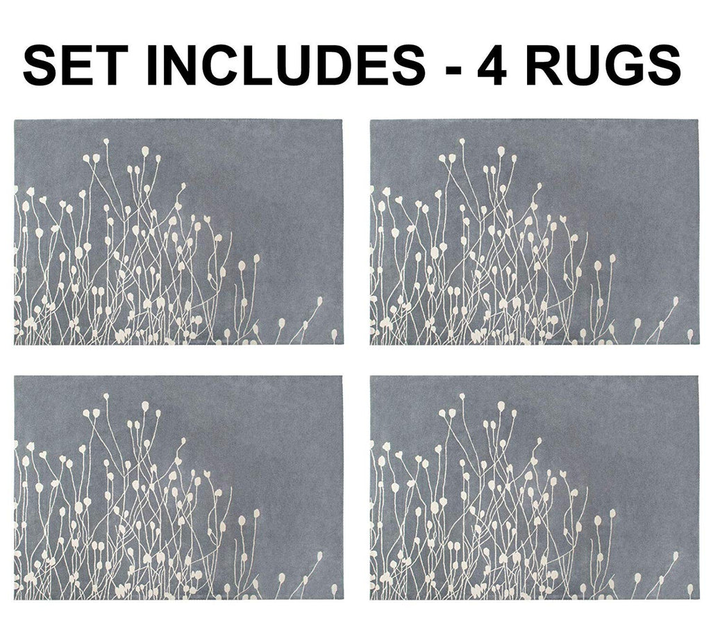 Set of 4 - Floral Hand-Tufted Transitional Contemporary Wool Rug Area Rug 8 X 10 - 4EA J10-IN-201-8X10