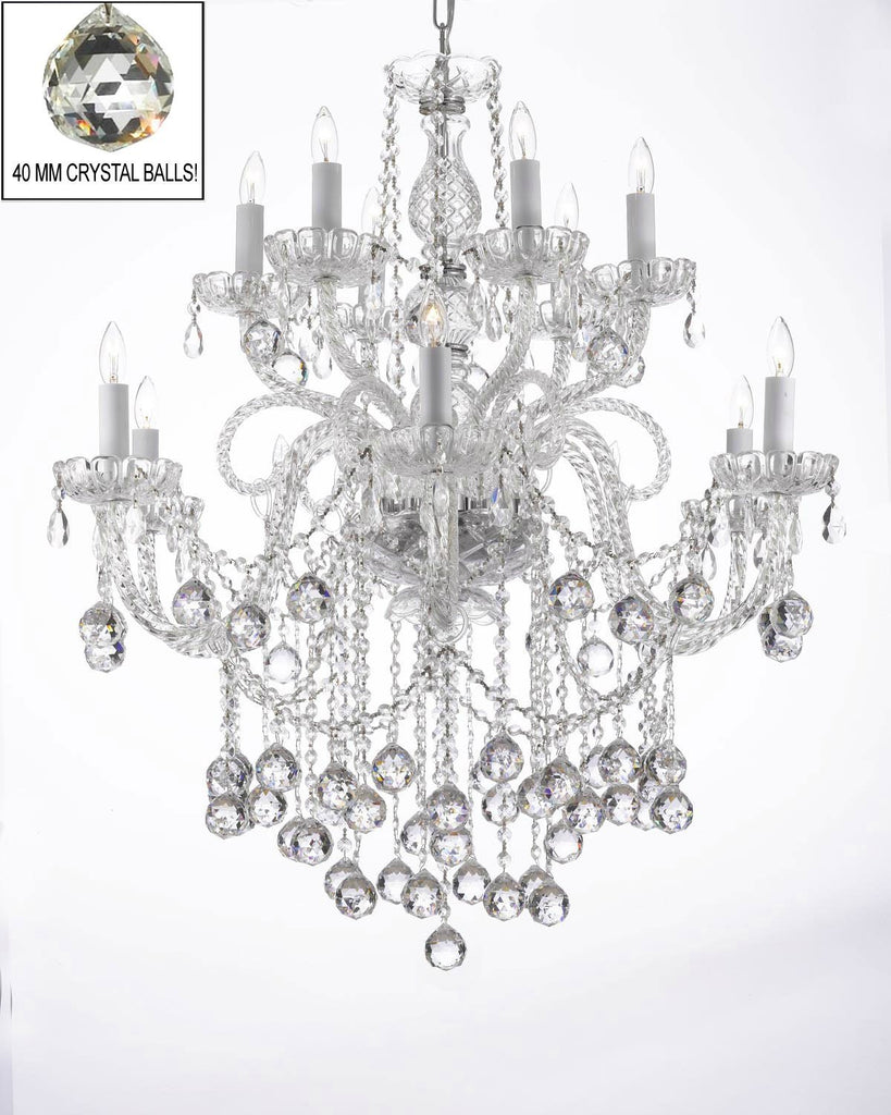 Chandelier Lighting Crystal Chandeliers With Crystal Balls H38" X W32" - A46-B6/3/385/6+6