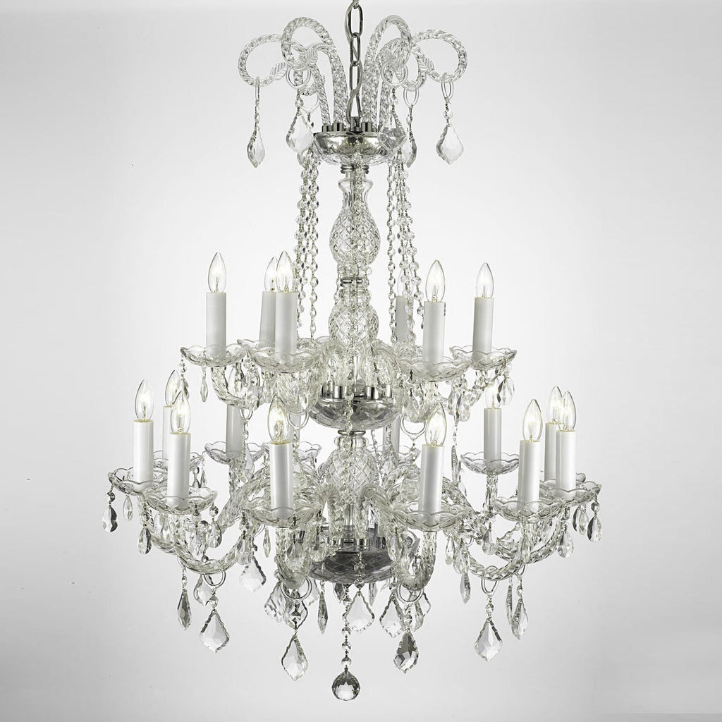 Authentic All Crystal Chandelier Lighting 38hx28w 18lts Murano - J10-26/18