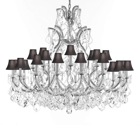 Crystal Chandelier Lighting Chandeliers H41"X W46" Great for the Foyer, Entry Way, Living Room, Family Room and More w/Black Shades - A83-B62/CS/BLACKSHADES/52/2MT/24+1