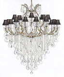 Crystal Chandelier Lighting Chandeliers H59" X W46" Great for The Foyer, Entry Way, Living Room, Family Room and More! w/Black Shades - A83-B12/BLACKSHADES/2MT/24+1