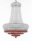 Swarovski Crystal Trimmed Moroccan Style French Empire Crystal Chandeliers H32" X W24" Dressed with Ruby Red Crystal Balls - Good for Dining Room, Foyer, Entryway, Family Room and More - F93-B96/CS/542/15SW