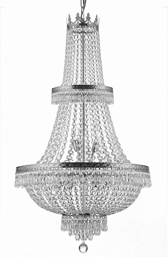 French Empire Crystal Chandelier Lighting H50" X W24" Good for Foyer, Entryway, Family Room, Living Room and More! - A93-CS/870/15
