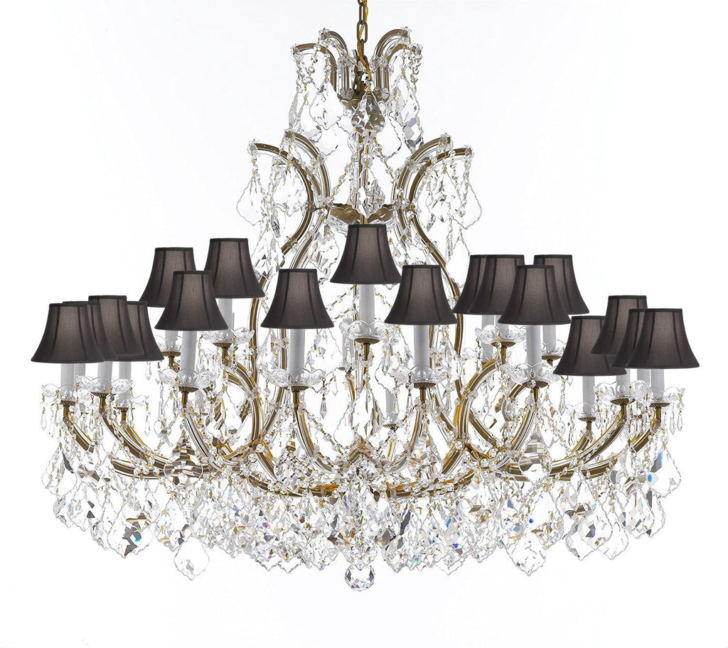 Crystal Chandelier Lighting Chandeliers H41" X W46" Great for the Foyer, Entry Way, Living Room, Family Room and More w/Black Shades - A83-B62/BLACKSHADES/52/2MT/24+1