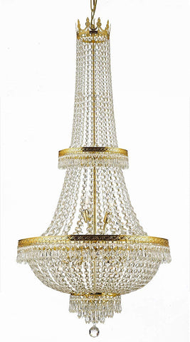 French Empire Crystal Chandelier Lighting H70" X W24" Good for Foyer, Entryway, Family Room, Living Room and More - A93-C7/CG/870/15