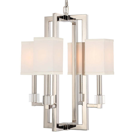 4 Light Polished Nickel Modern Chandelier Draped In Crystal Cubes - C193-8884-PN