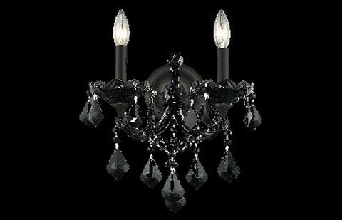 ZC121-2800W2B-JT/RC - Regency Lighting: Maria Theresa 2 light Black Wall Sconce Jet (Black) Royal Cut Crystal