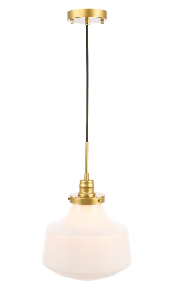 ZC121-LD6263BR - Living District: Lyle 1 light Brass and frosted white glass pendant