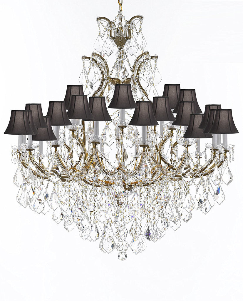 Crystal Chandelier Lighting Chandeliers H52" X W46" Dressed with Large, Luxe, Diamond Cut Crystals Great for the Foyer, Entry Way, Living Room, Family Room and More w/Black Shades - A83-B90/BLACKSHADES/52/2MT/24+1DC