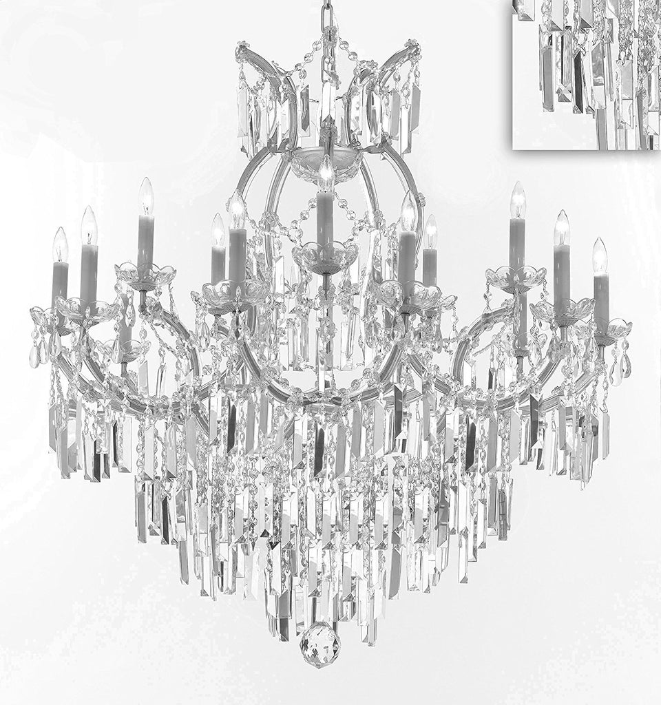 Maria Theresa Chandelier Crystal Lighting Chandeliers with Optical Quality Fringe Prisms! Great for the Dining Room, Foyer, Entry Way, Living Room! H38" X W37" - A83-B8/CS/21510/15+1