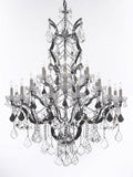 Swarovski Crystal Trimmed Chandelier 19th C. Baroque Iron & Crystal Chandelier Lighting Dressed with Jet Black Crystals H 52" x W 41" - Great for the Dining Room, Foyer, Entry Way, Living Room - G83-B97/996/25SW