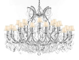 Crystal Chandelier Lighting Chandeliers H35" XW46" Great for The Foyer, Entry Way, Living Room, Family Room and More! w/White Shades - A83-B62/CS/WHITESHADES/2MT/24+1