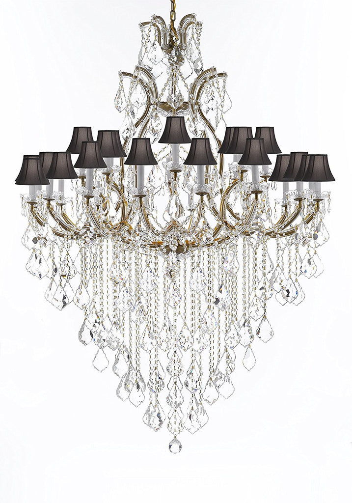 Crystal Chandelier Lighting Chandeliers H65" X W46" Great for the Foyer, Entry Way, Living Room, Family Room and More w/Black Shades - A83-B12/BLACKSHADES/52/2MT/24+1
