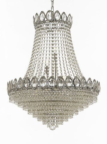 French Empire Crystal Chandelier Chandeliers Lighting SILVER H30 X Wd24 9 Lights Empire - 6290/9 silver