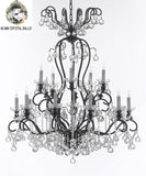 Swarovski Crystal Trimmed Chandelier Wrought Iron Crystal Chandelier Lighting Dressed with Crystal Balls W38" H44" - Great for the Dining Room, Foyer, Entry Way, Living Room - F83-B6/556/16SW