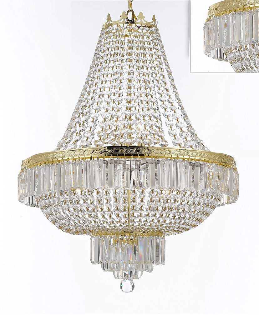 French Empire Crystal Chandelier Lighting-Great for the Dining Room, Foyer, Entry Way, Living Room! H24" X W24" - F93-B102/C3/CG/870/9