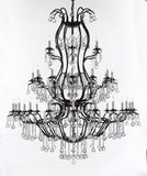 Swarovski Crystal Trimmed Chandelier Large Wrought Iron Chandelier Chandeliers Lighting With Crystal Balls H60" x W52" - Great for the Entryway, Foyer, Family Room, Living Room - A83-B6/3031/36SW