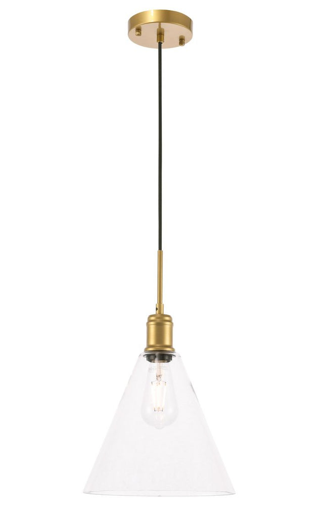 ZC121-LD6227BR - Living District: Hugh 1 light Brass and Clear glass pendant