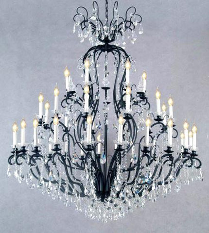 Wrought Iron Crystal Chandelier Chandeliers Lighting H72" x W60" - Perfect for an Entryway or Foyer! - A83-556/41