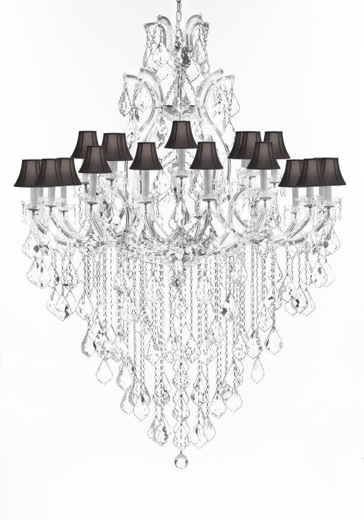 Crystal Chandelier Lighting Chandeliers H65"X W46" Great for the Foyer, Entry Way, Living Room, Family Room and More w/Black Shades - A83-B12/BLACKSHADES/CS/52/2MT/24+1