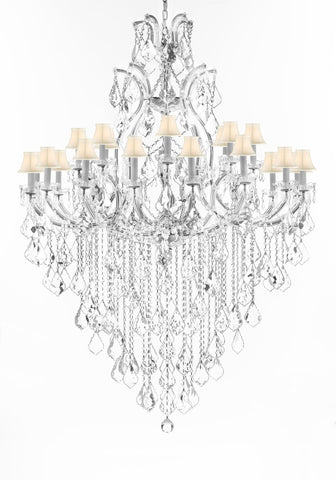 Crystal Chandelier Lighting Chandeliers H65" XW46" Great for the Foyer, Entry Way, Living Room, Family Room and More w/White Shades - A83-B12/WHITESHADES/CS/52/2MT/24+1