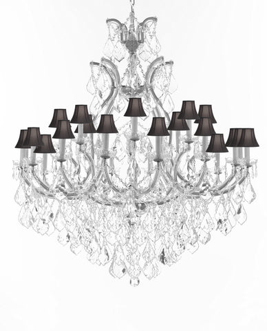 Crystal Chandelier Lighting Chandeliers H52" X W46" Dressed with Large, Luxe, Diamond Cut Crystals Great for the Foyer, Entry Way, Living Room, Family Room and More w/Black Shades - A83-B90/CS/BLACKSHADES/52/2MT/24+1DC