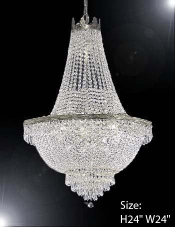 French Empire Crystal Chandelier Lighting H24" X W24" - A93-C3/Silver/870/9