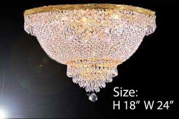 French Empire Crystal Semi Flush Chandelier Lighting H18" X W24" - A93-Flush/870/9