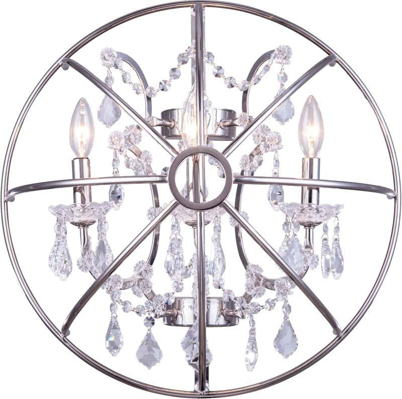 C121-1130W21PN/RC By Elegant Lighting - Geneva Collection Polished nickel Finish 3 Lights Wall Sconce