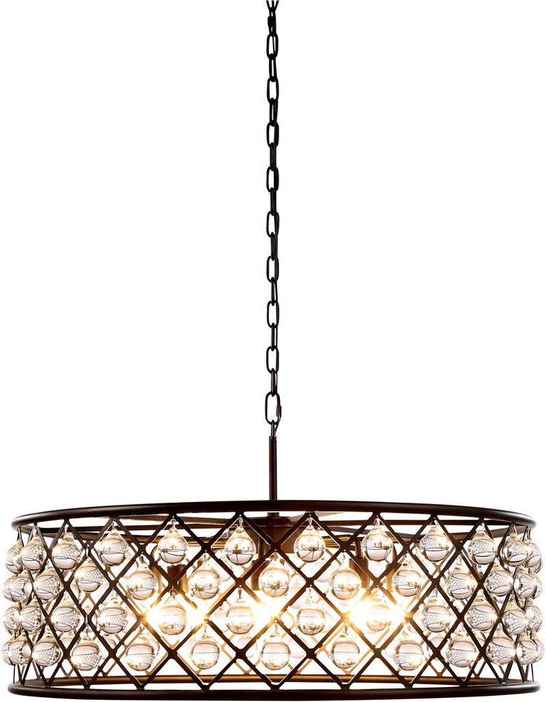 C121-1213D32MB/RC By Elegant Lighting - Madison Collection Mocha Brown Finish 8 Lights Pendant Lamp
