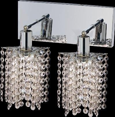 C121-1282W-O-P-CL/RC By Elegant Lighting Mini Collection 2 Lights Wall Sconce Chrome Finish