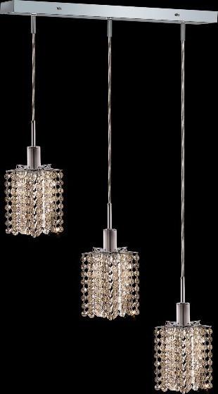 C121-1283D-O-P-GT/RC By Elegant Lighting Mini Collection 3 Lights Pendant Chrome Finish