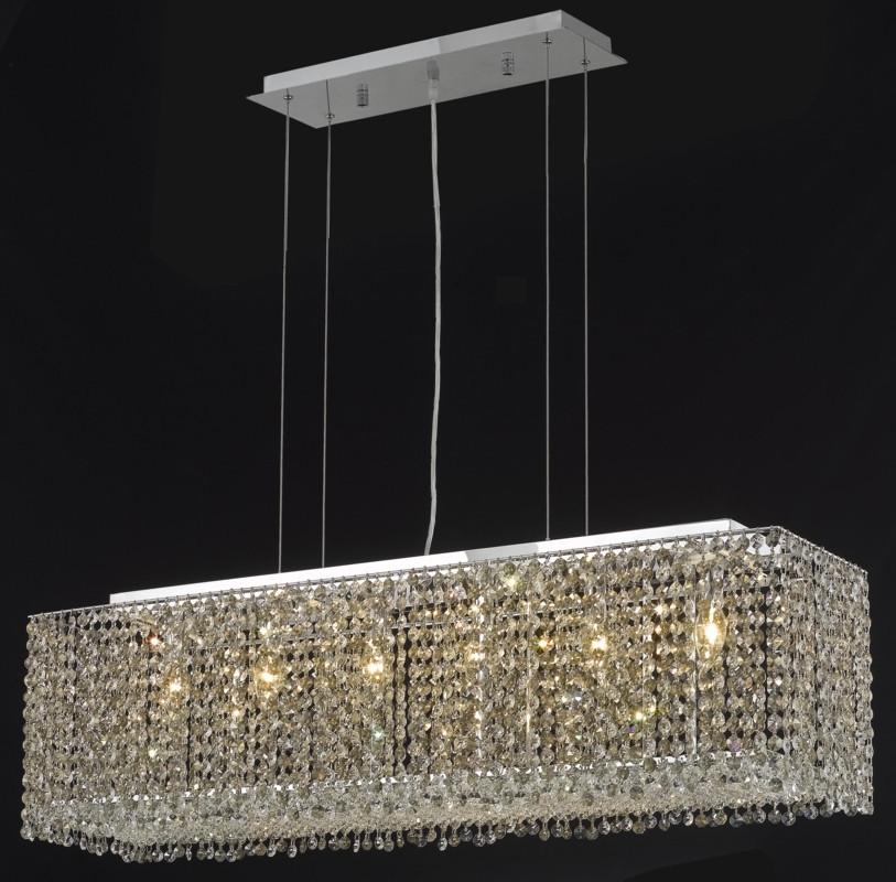 C121-1291D38C-TO/RC By Elegant Lighting Moda Collection 6 Light Chandeliers Chrome Finish