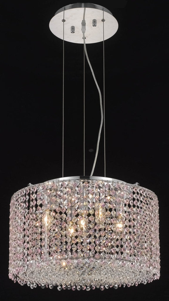 C121-1293D18C-GT/RC By Elegant Lighting Moda Collection 5 Light Chandeliers Chrome Finish