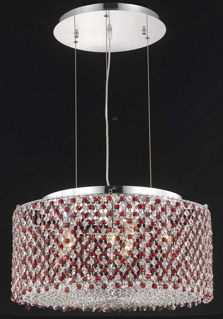C121-1293D22C-GT/RC By Elegant Lighting Moda Collection 6 Light Chandeliers Chrome Finish