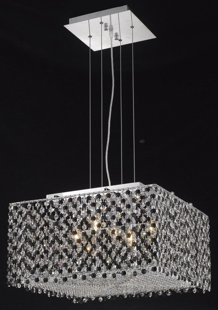 C121-1294D18C-GT/RC By Elegant Lighting Moda Collection 5 Light Chandeliers Chrome Finish