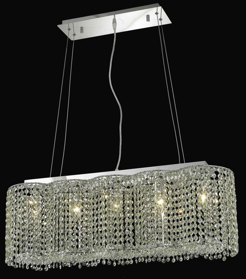 C121-1295D32C-CL/RC By Elegant Lighting Moda Collection 5 Light Chandeliers Chrome Finish