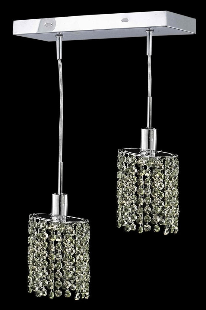 C121-1382D-O-E-JT/RC By Elegant Lighting Mini Collection 2 Light Pendants Chrome Finish