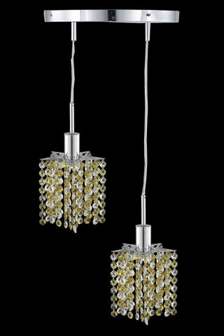 C121-1382D-R-P-RO/RC By Elegant Lighting Mini Collection 2 Light Pendants Chrome Finish